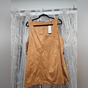 NWT Soft Surroundings Women's Tan Faux Suede Top (XL)